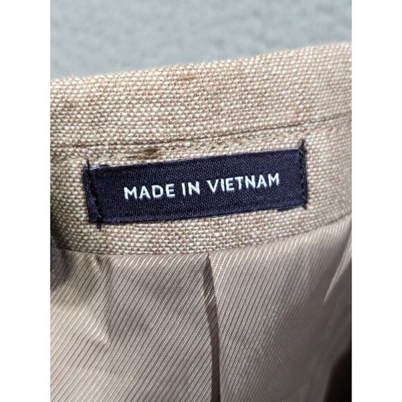 Stafford Sport Coat Mens 48 Regular Signature Linen Cotton Classic Fit Beige - Picture 7 of 16